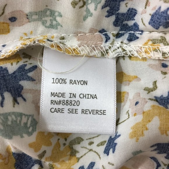 NWT CYNHIA ROWLEY Abstract Floral Print Tie Collar Bell Sleeve Shirt - Picture 3 of 10